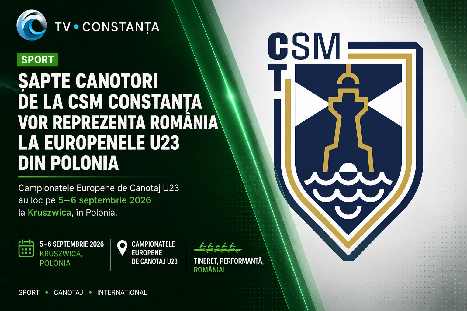 Șapte canotori de la CSM Constanța vor reprezenta România la Europenele U23 din Polonia
